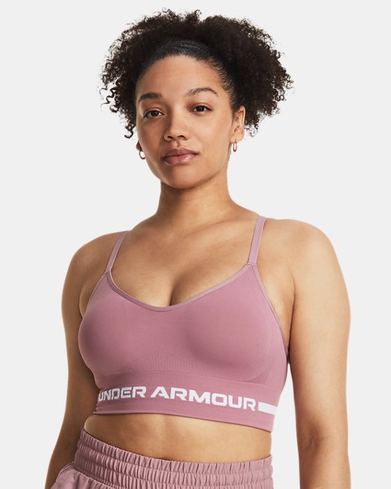 Women's UA Seamless Low Long Sports Bra in Pink image number 2